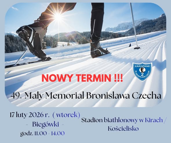 UWAGA!!! Biegówki - 17.02.2026 - wtorek Harmonogram startów i wyjazdu uczniów ze szkoły !!!