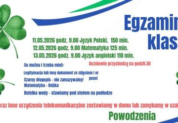 Powodzenia na egzaminach ósmoklasisty!